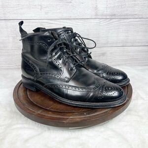 Sendra Leather Brogue Ankle Boots 10742 Sz 42 US 9 Black Dress Preppy Men Italy